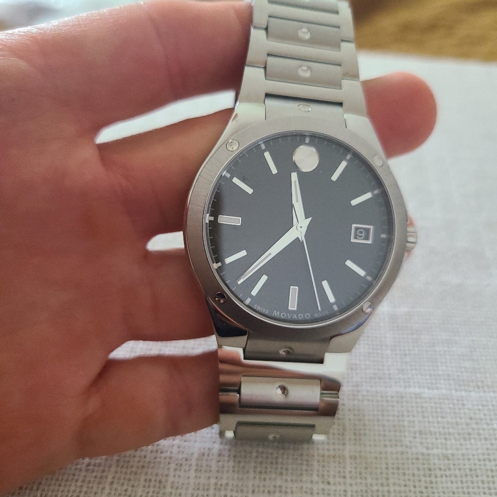 NEW Movado SE Black Dial Steel Bracelet Men's Watch 0607541